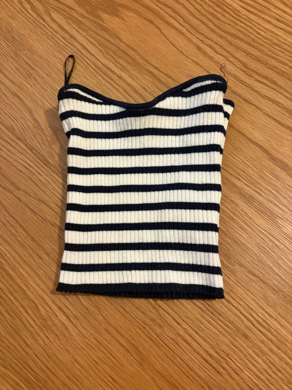 Striped Navy and White Ribbed tube  Top - Women